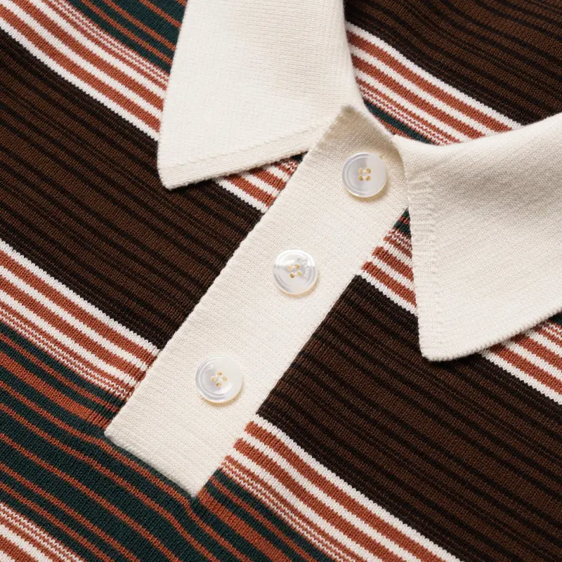 CELINE Triomphe Cropped Polo Shirt In Striped Cotton-6