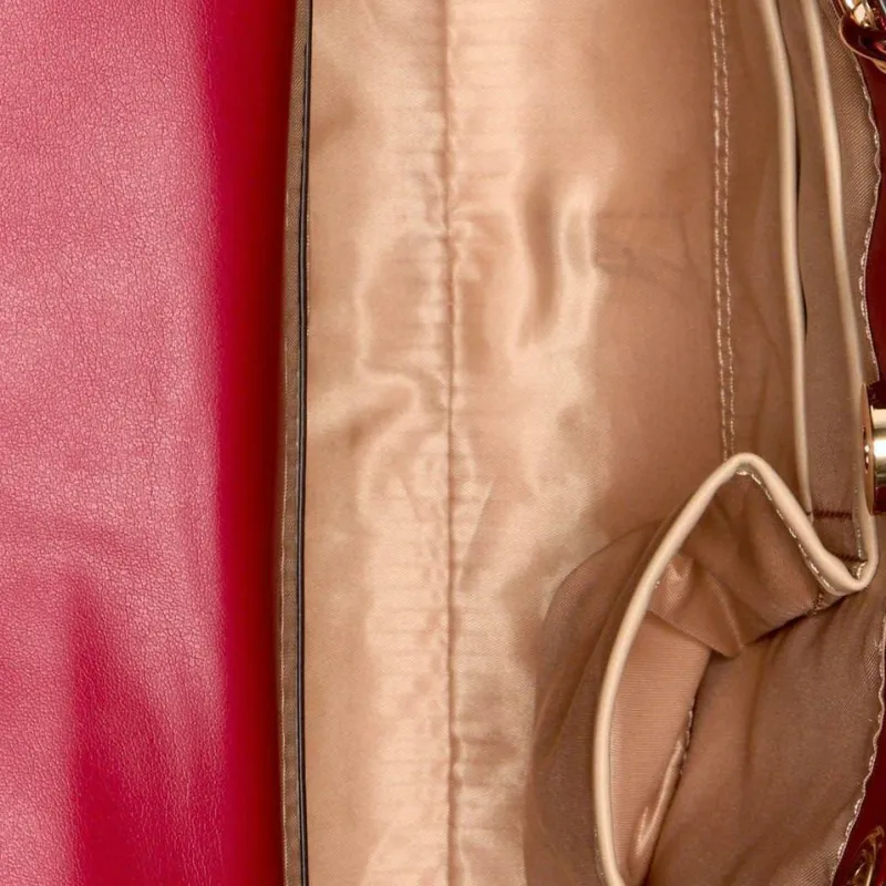 GUESS Faux Leather Coated Canvas Shoulder Bag Crossbody Bag Handbag Small Size Women's Red-4