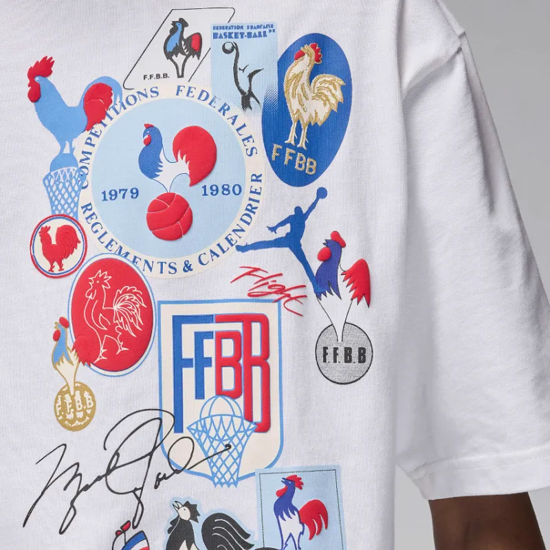 Jordan x Fédération Française De Basketball Sport Drop Shoulder Sleeve T-Shirt Men's White/Ancient Royal Color-3