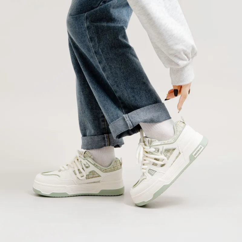 Warrior Wear resistant And Lightweight Low Top Skateboard Shoes Women's Beige Green-7