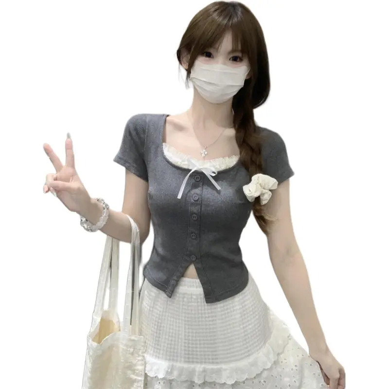 Mu Xiao Xin T Shirts Women's Gray-3
