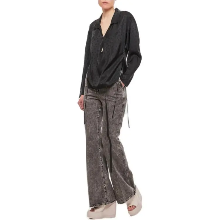 KIKO KOSTADINOV Long-Sleeved V-Neck Drawstring Blouse-4