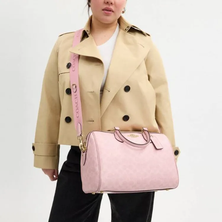 COACH Rowan Signature Coated Canvas Shoulder Bag, Crossbody Bag, Handbag Tubas Women's Pink-4