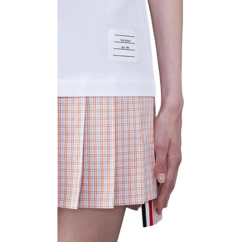THOM BROWNE Pleated-Panel Sleeveless Polo Dress-3