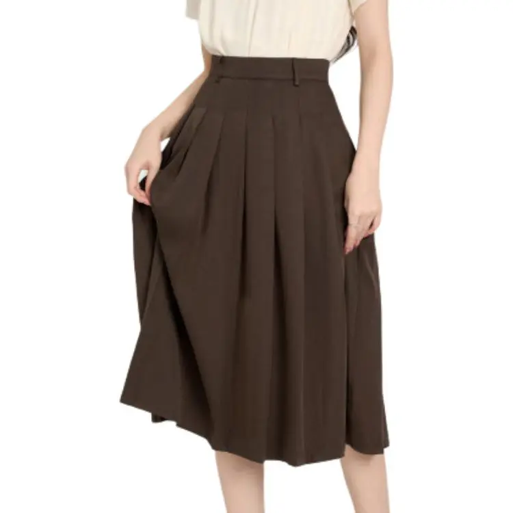 Beautiful Wardrobe Casual Long Skirt Women's Coffee-6