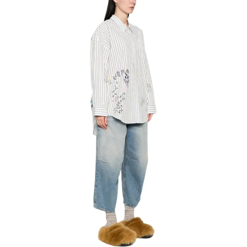 R13 Paint splatter Striped Shirt-3