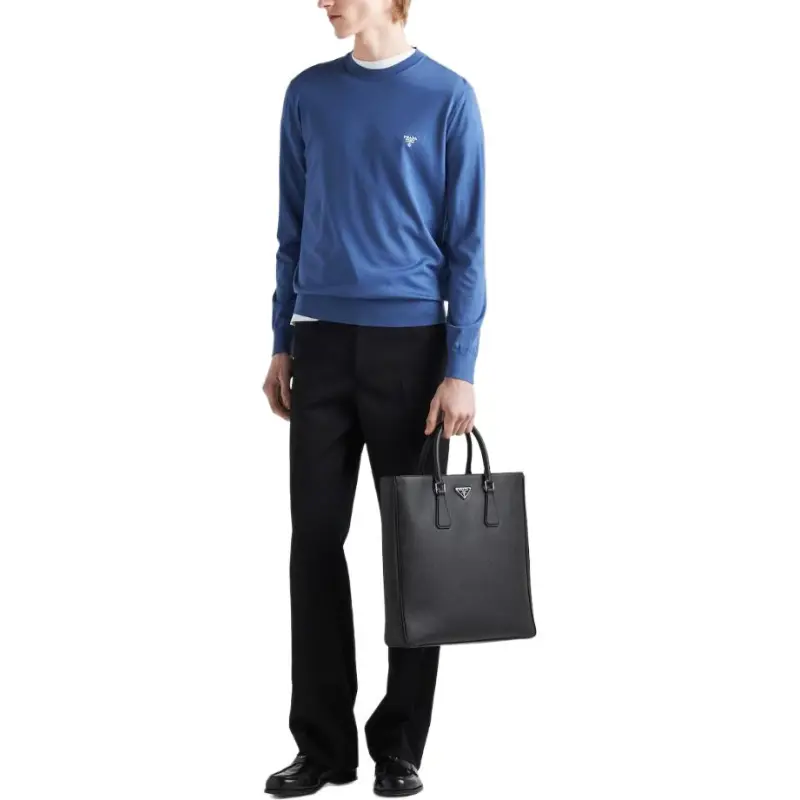 PRADA Logo embroidered Virgin Wool Jumper-1
