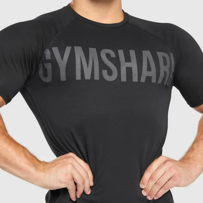 GYMSHARK T Shirt Men's Black/Agate Gray-3