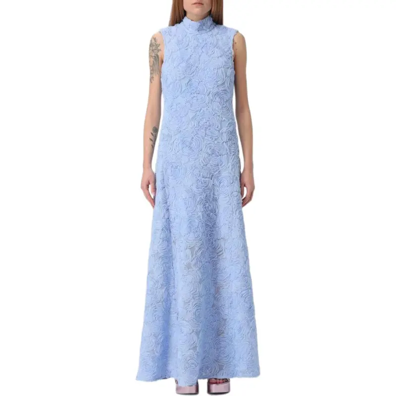 Rotate Flower Mesh Sleeveless Maxi Dress-2