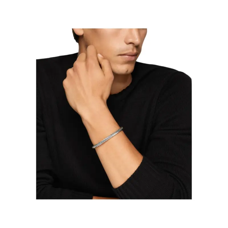 David Yurman Sterling Silver Cable Cuff Bracelet 6mm-4