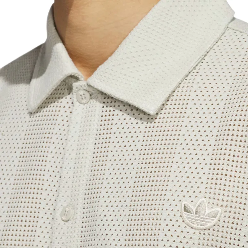 Adidas Originals Clover Series Polo Shirt Unisex Gray White-5