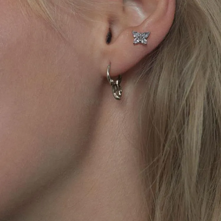 Maria Black 14kt White Gold Papillon Huggie Earring-2