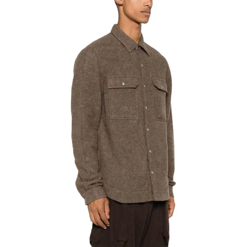 RICK OWENS Felted Curved Hem Overshirt-3