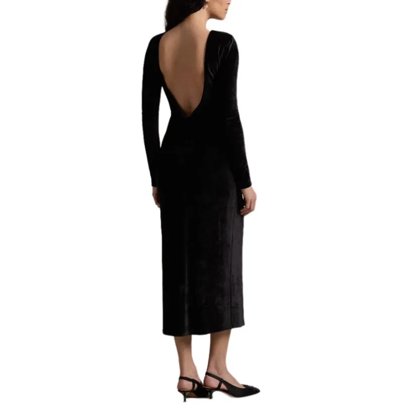 Polo Ralph Lauren Long Sleeve Velvet Dress-2