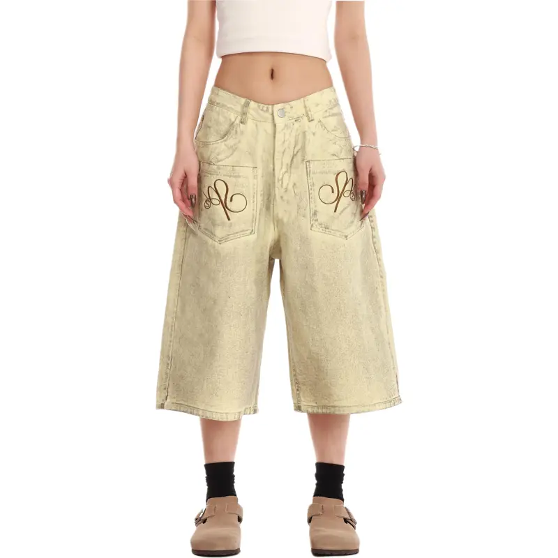 VINMUK Denim Shorts Unisex Apricot-2