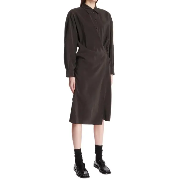 Lemaire Straight Collar Twisted Dress 'Dark Espresso'-4