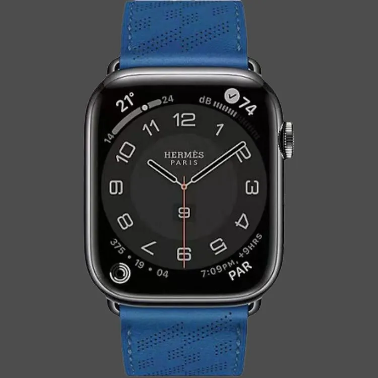 HERMES Calfskin Watch Refurbishing 45mm Unisex French Blue H0008681Y71-4