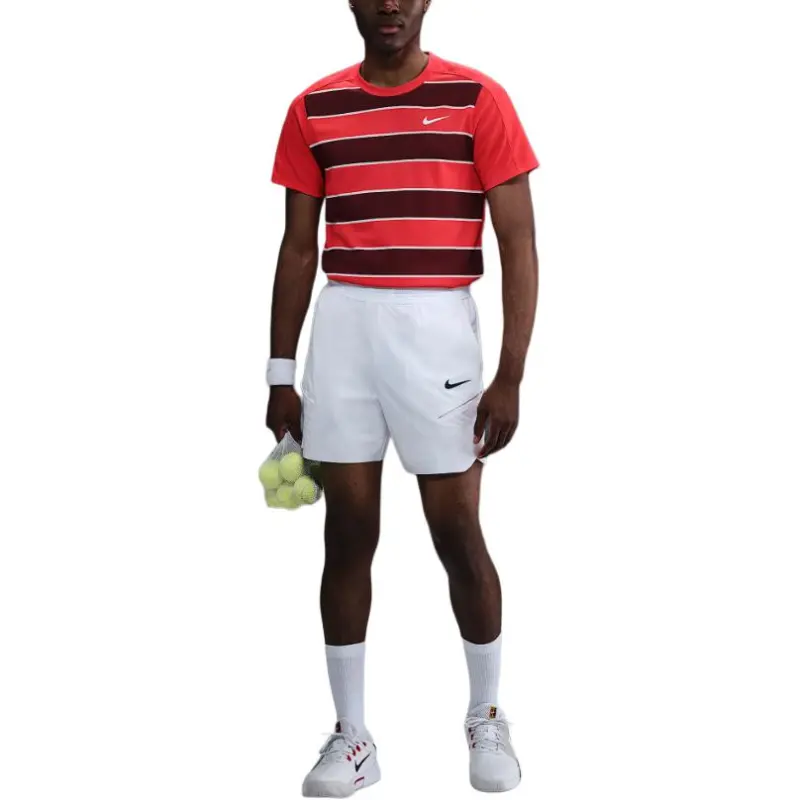 Nike Dri FIT ADVCourt Slam SS25 Tennis Top Men's Light Dark Red/White-1