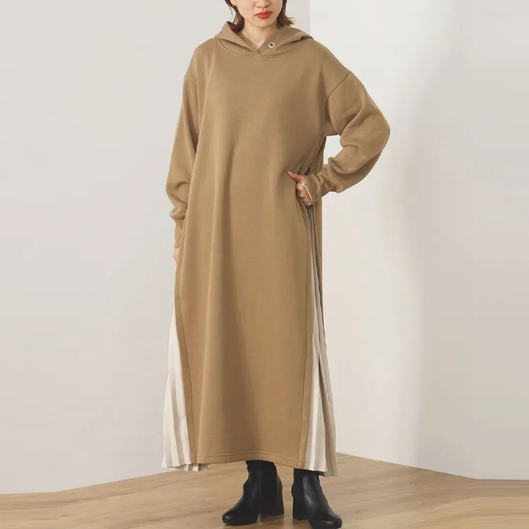 Beams Long Sleeved Dresses Women's Beige-2