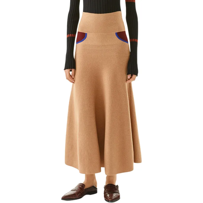 LOEWE Knit Long Skirts Women's Camel-1