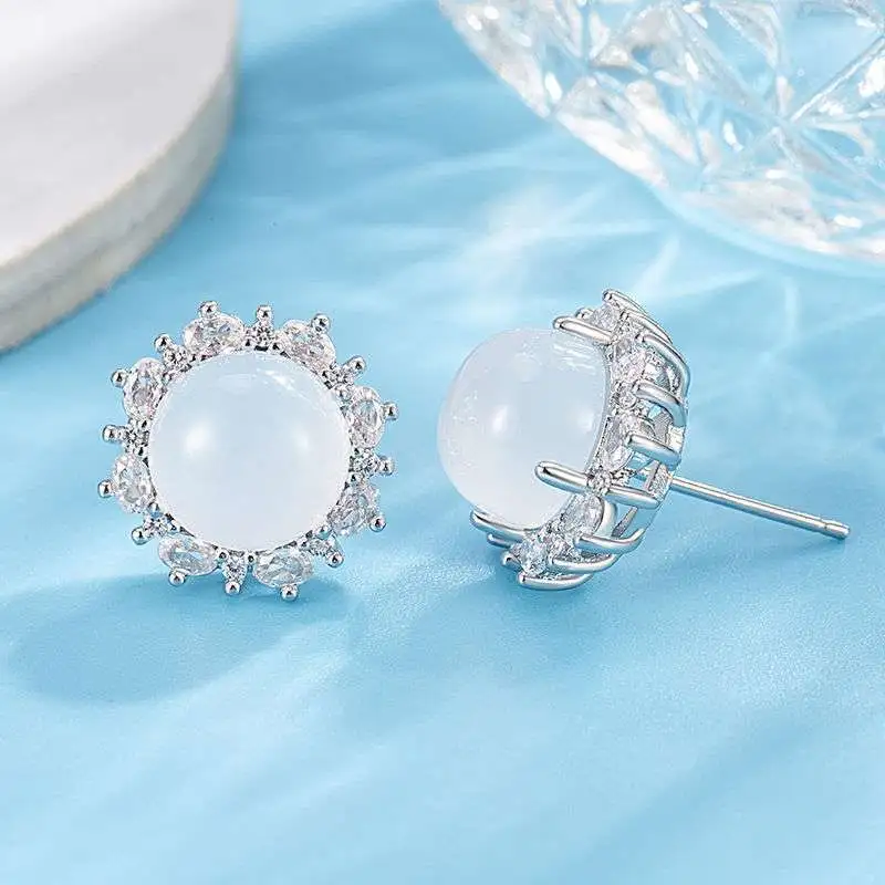 Grace Chalcedony Stud Earrings Women's-3