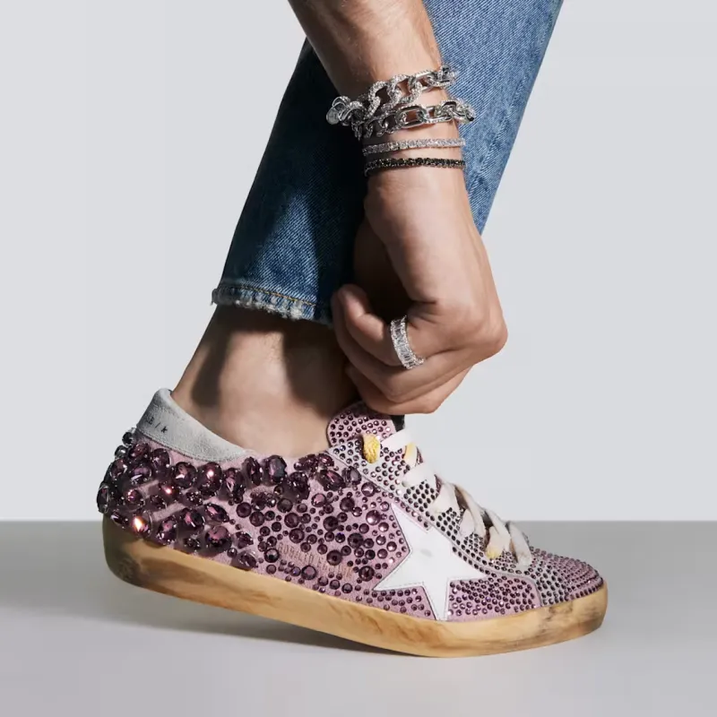 Golden Goose X Swarovski Skateboard Shoes Women's Low-Top Pink-2