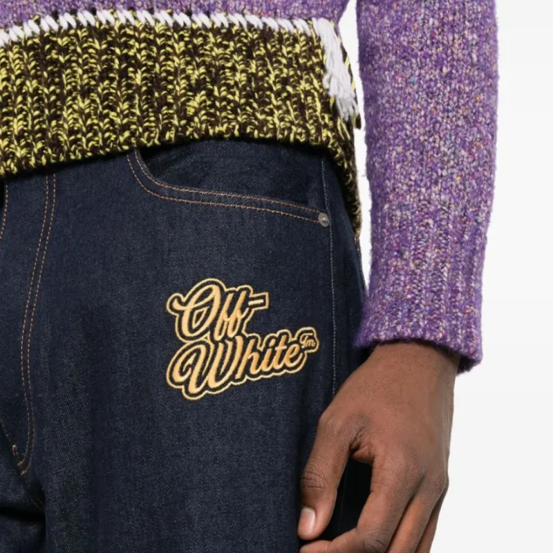 OFF WHITE Logo embroidered Flared Jeans-4