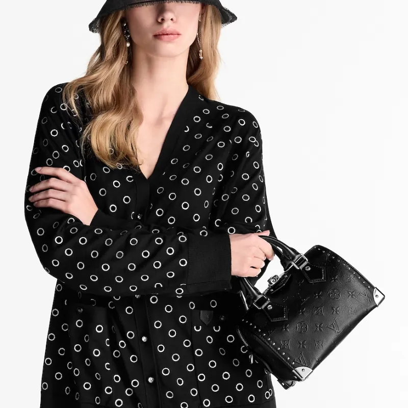LOUIS VUITTON Speedy Cow Leather One Shoulder Handbags Women's Black-5