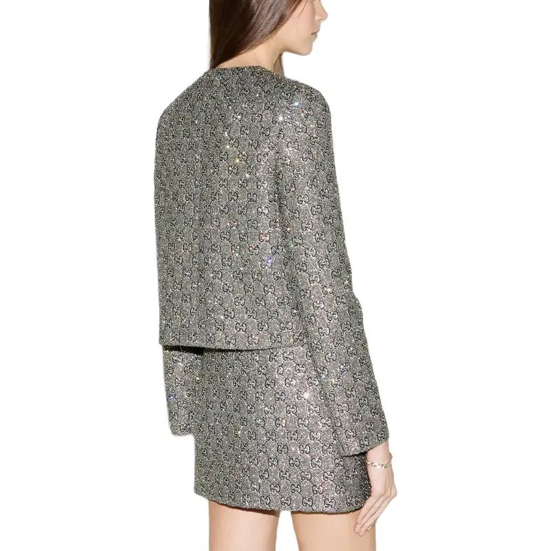 GUCCI Shimmery Monogrammed Tweed Jacket-2