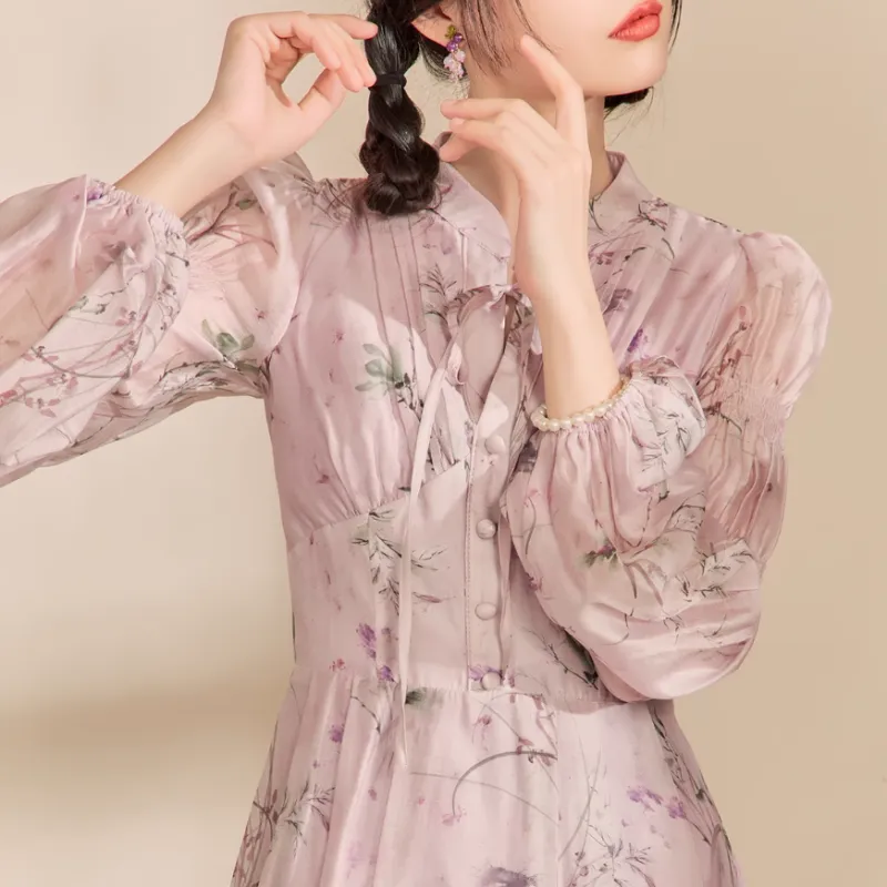 QIAOYUHUAZUN Long Sleeved Dresses Women's Purple-2