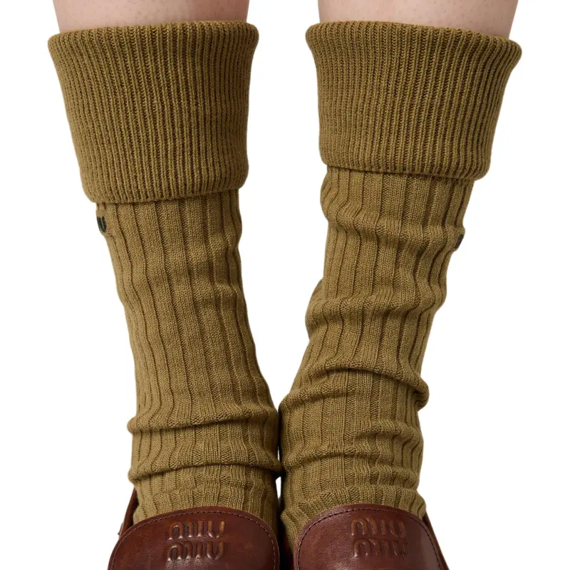 MIU MIU Mid-Calf Socks Unisex 1 Pack Green-1