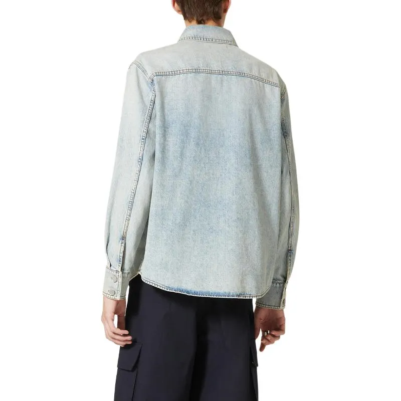 Valentino Logo Plaque Long Sleeved Denim Shirt-2