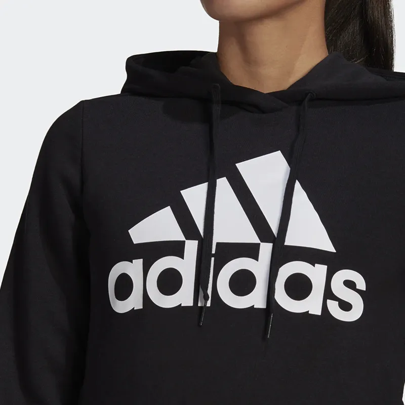 Adidas Essentials Logo Fleece Hoodie Black/White-4