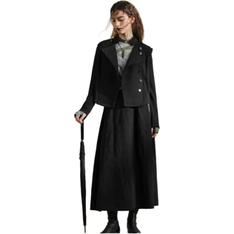 Rizhuo Jackets Coats Women's Serene Shadow Black-3