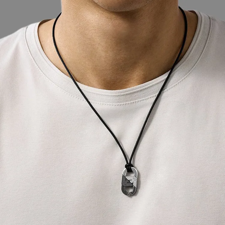 EMPORIO ARMANI Two Tone Stainless Steel Pendant Necklace-2