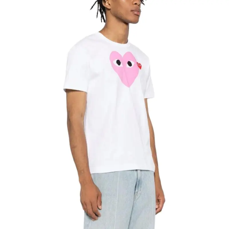CDG Play T Shirts Unisex Pink-2