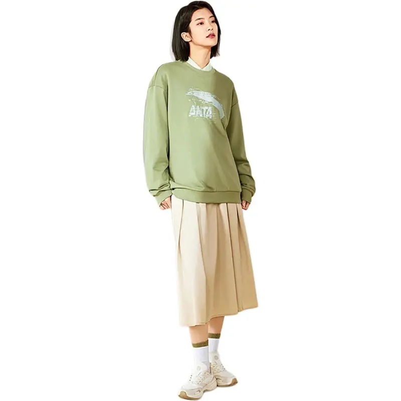 Anta Life Collection Sweatshirt Unisex Gray Pea Green-2