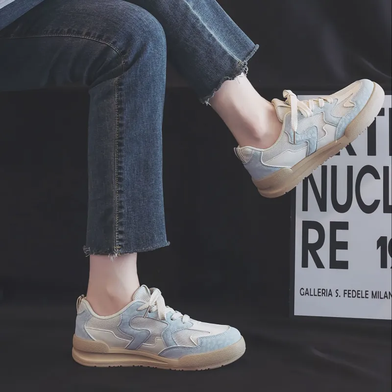 Warrior Warrior Non slip Lightweight Low Top Skateboard Shoes Women's Beige Light Blue-6