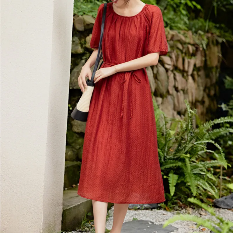 XWI Short Sleeved Dresses Women's Red-2