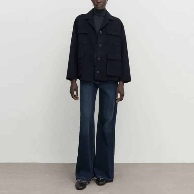 Massimo Dutti Coats Women's Navy Blue-2