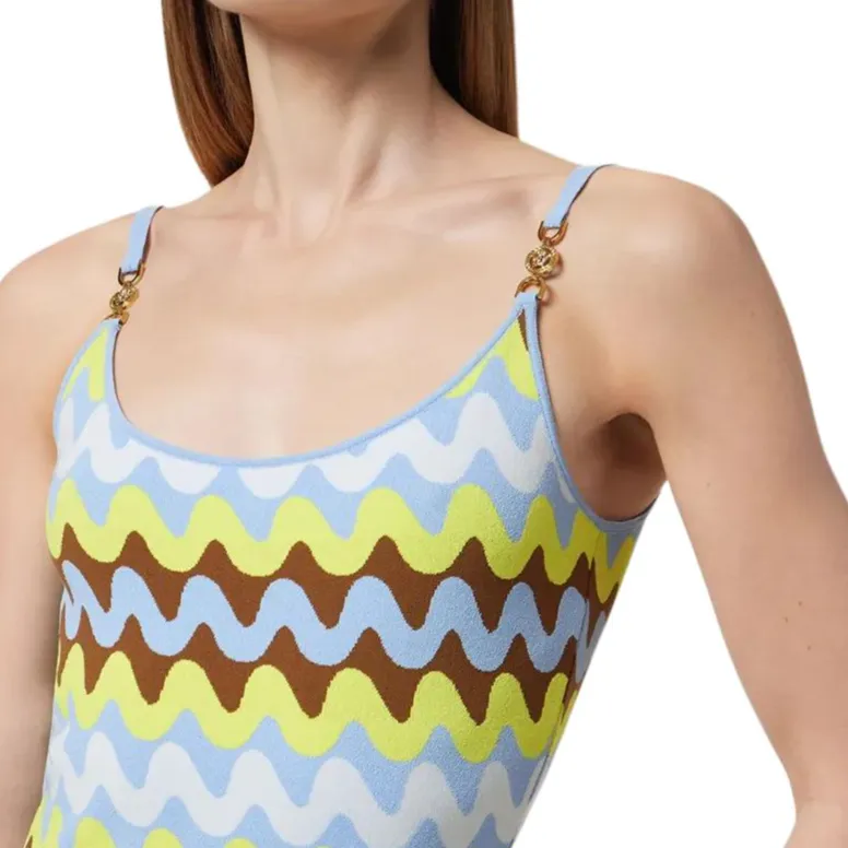 VERSACE Wave Jacquard knit Midi Dress-4