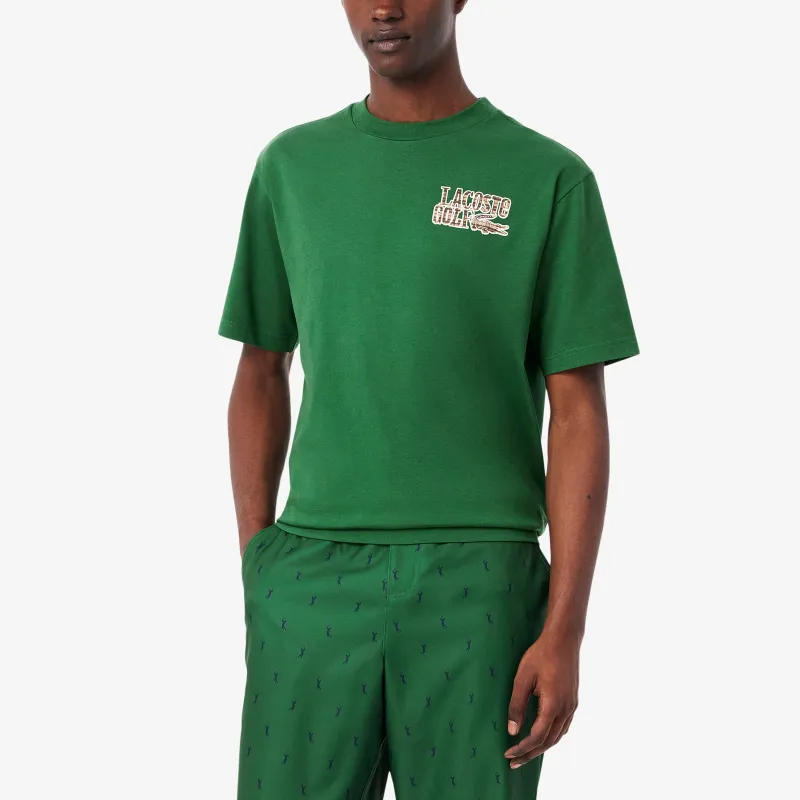 LACOSTE Slogan embroidered Cotton T shirt-2