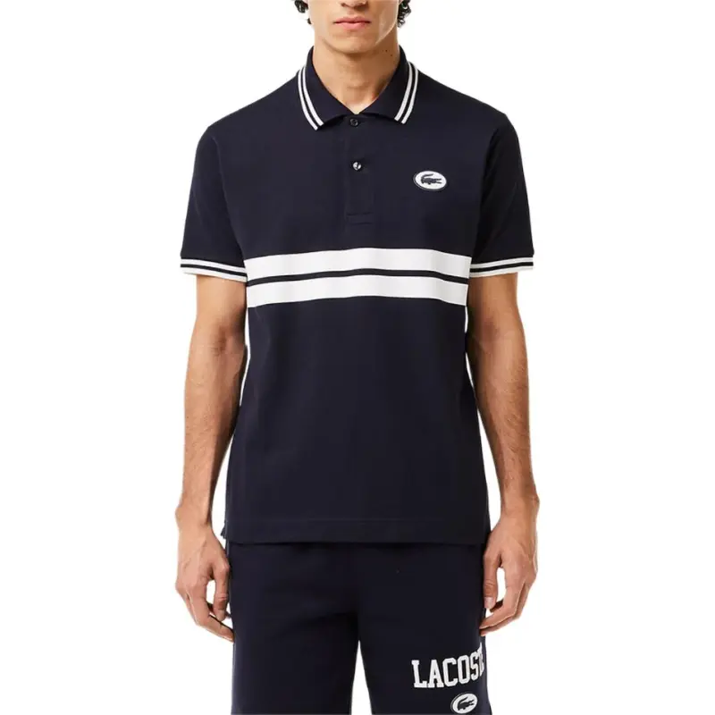 LACOSTE Polo Shirt Men's Marine Blue/White-1