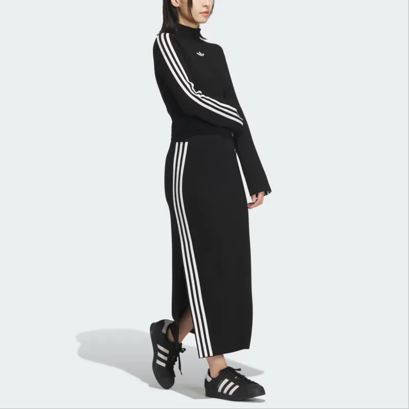 Adidas Originals Premium Knit Skirt Knit Long Skirts Women's Black-2