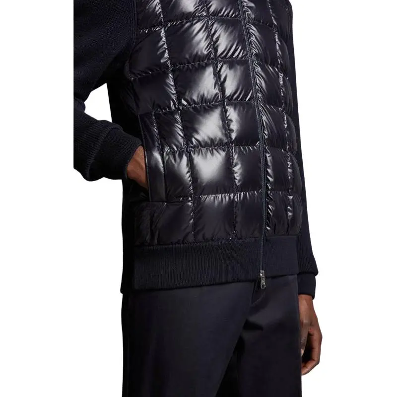 Moncler FW23 Padded Wool Hoodie Down Jacket Men's Marine Blue-4