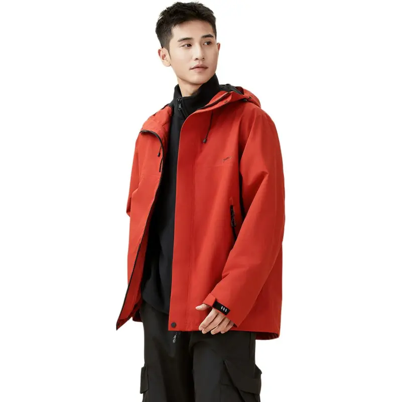 361° Water-Resistant Windproof Breathable Warm Windbreaker Jacket Unisex Persimmon Red/Persimmon Red-4