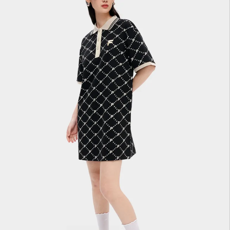 FILA FUSION FOB Series Short Sleeved Dress Women's Pitch Black-3