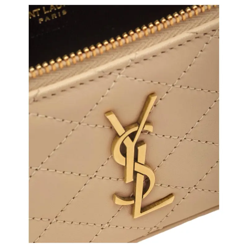 SAINT LAURENT GABY Lambskin Makeup Bag, Shoulder Bag, Crossbody Bag, Handbag Women's Toffee-6