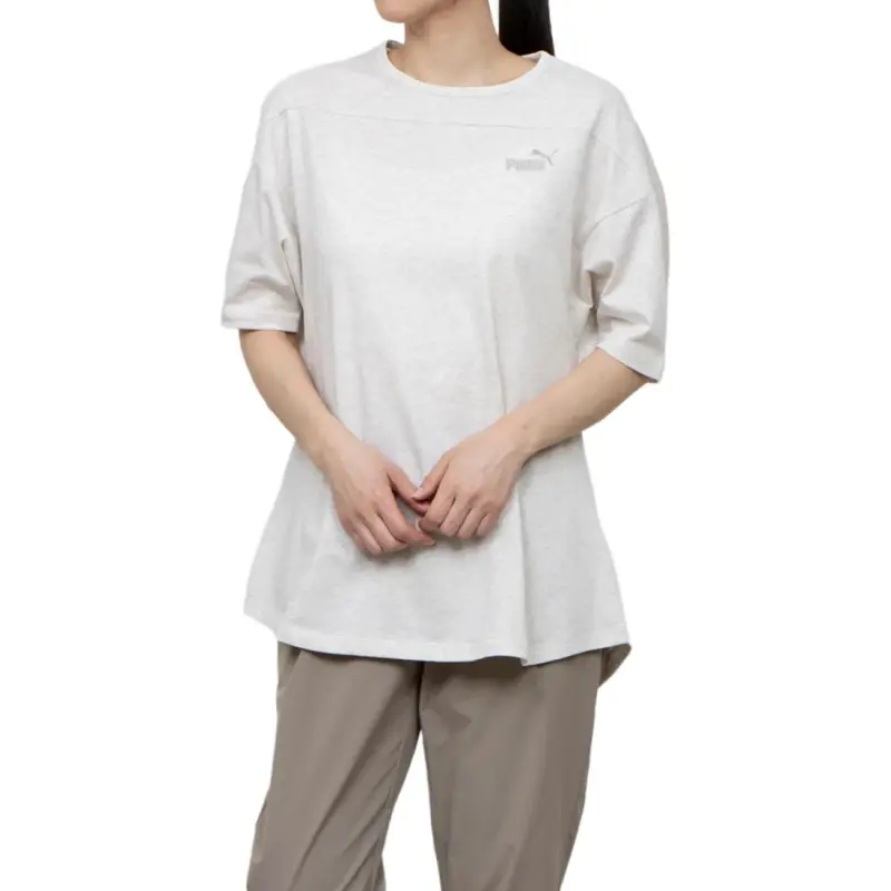 PUMA T7 T Shirts Women's High Mountain Snow Heather-2