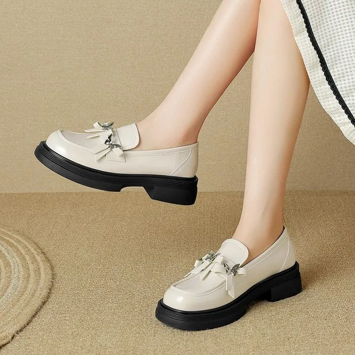 JOSINY Loafers 4cm Women's Black/Ecru-4